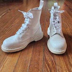 Dr. Martens 1460 Mono White Leather Boots, women's size 6